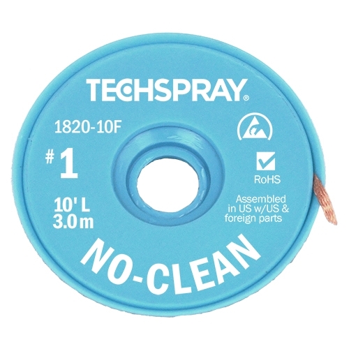 Techspray 1821-5F No-Clean Solder Wick – #1 Size, 5ft Braid – Made In USA